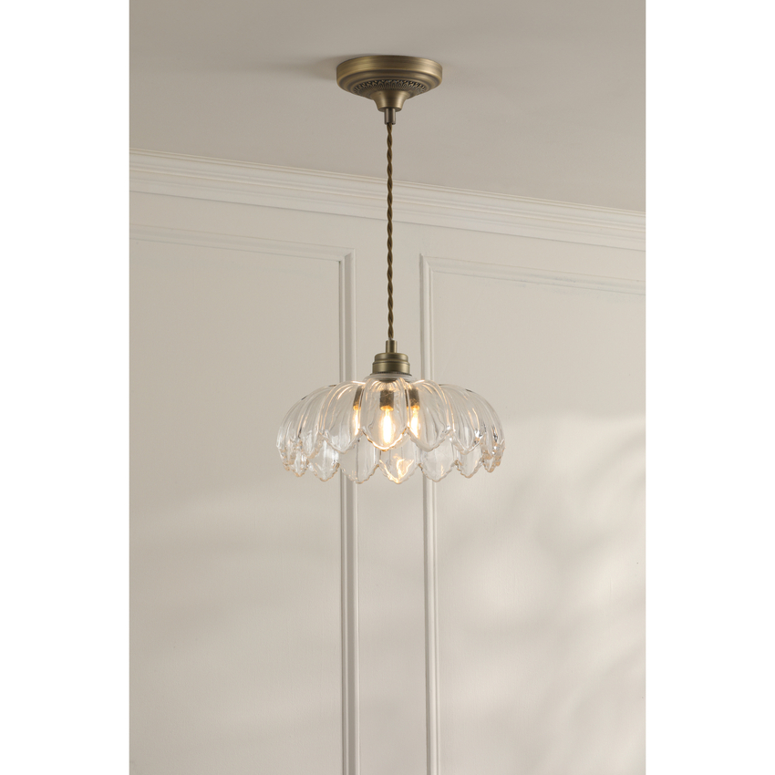 Photograph: Laura Ashley Bexwell Pendant Matt Antique Brass and Glass