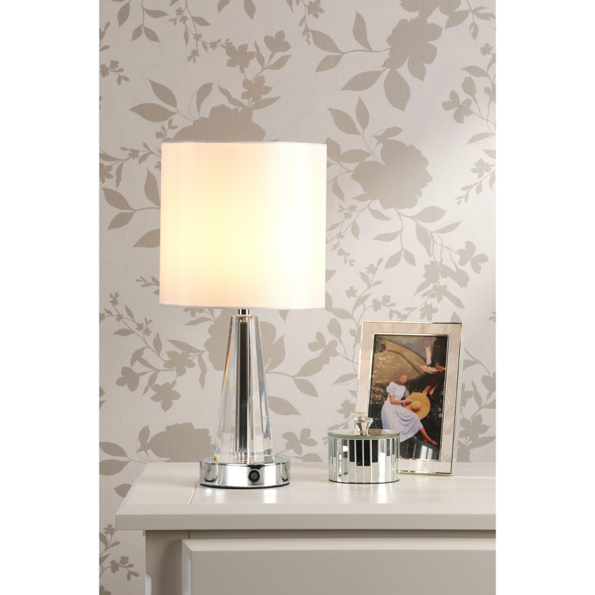 Photograph: Laura Ashley Blake Rechargeable Table Lamp Polished Chrome and Crystal With Shade