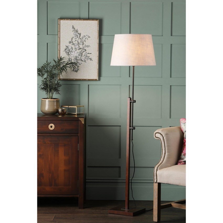 Photograph: Laura Ashley Burdale Adjustable Floor Lamp In Dark Wood - Base Only - LA3756225-Q