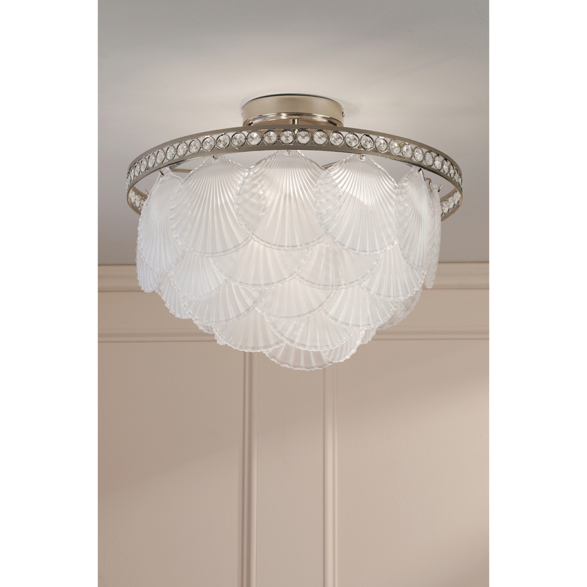 Photograph: Laura Ashley Caverton 4 Light Semi-Flush Polished Nickel and White Glass