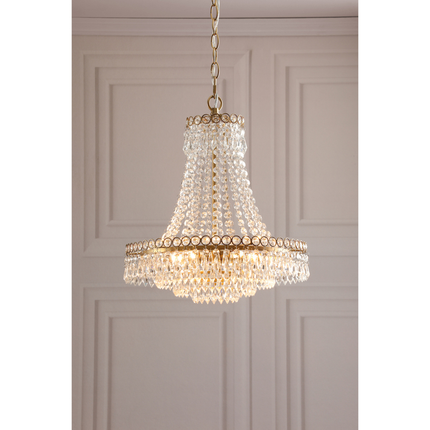 Photograph: Laura Ashley Enid Matt Antique Brass 5 Light Chandelier With Faceted Crystal Decoration