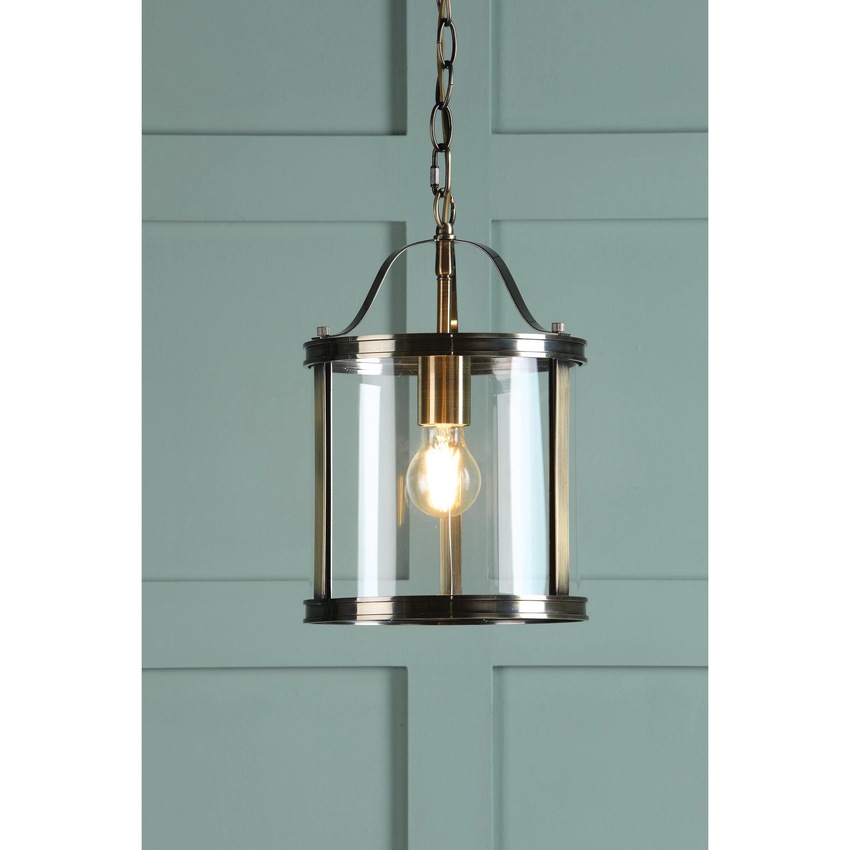 Photograph: Laura Ashley Harrington Single Pendant In Antique Brass Complete With Clear Glass - LA3756217-Q