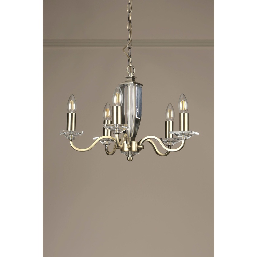 Photograph: Laura Ashley LA3552999-Q Carson Antique Brass & Crystal 5 Light Chandelier