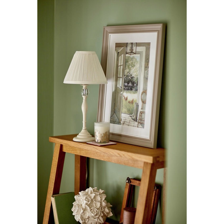 Photograph: Laura Ashley LA3567334-Q Ellis Satin Cream & Crystal Table Lamp Complete With Ivory Cotton Shade