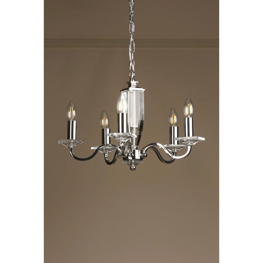 Photograph: Laura Ashley LA3603223-Q Carson Polished Nickel & Crystal 5 Light Chandelier