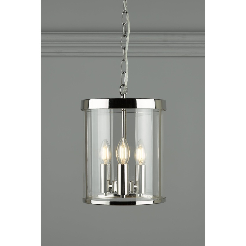 Photograph: Laura Ashley LA3650354-Q Selbourne Polished Nickel 3 Light Lantern Pendant