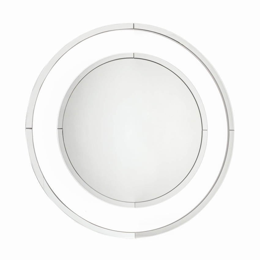 Photograph: Laura Ashley LA3664580-Q Evie Large Round Mirror With Clear Glass Border & Mirrored Trim