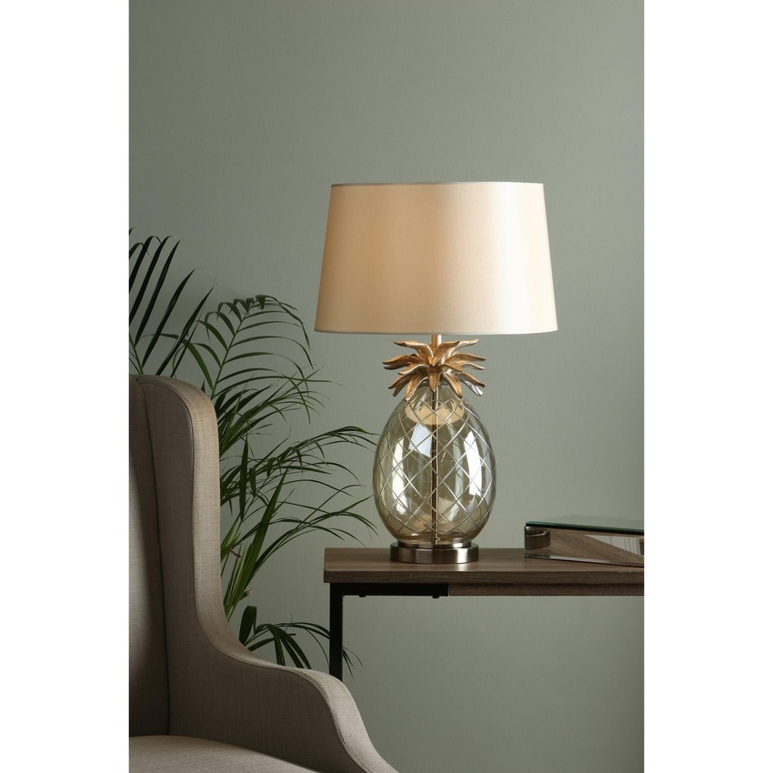 Photograph: Laura Ashley LA3702785-Q Pineapple Cream Gold & Champagne Glass Large Table Lamp Complete With Taupe Faux Silk Shade