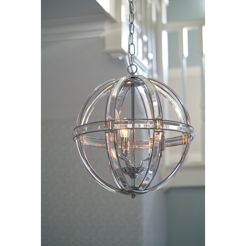 Photograph: Laura Ashley LA3713710-Q Aidan 3 Light Polished Chrome & Glass Round Pendant