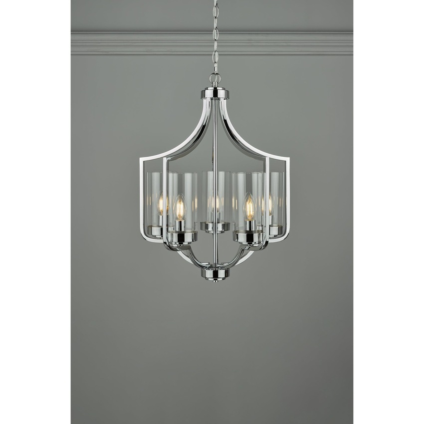 Photograph: Laura Ashley LA3732578-Q Joseph Polished Chrome 5 Light Pendant With Clear Glass Shades