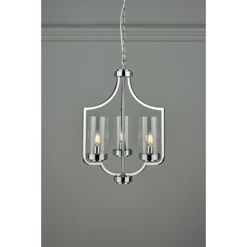 Photograph: Laura Ashley LA3732582-Q Joseph Polished Chrome 3 Light Pendant With Clear Glass Shades