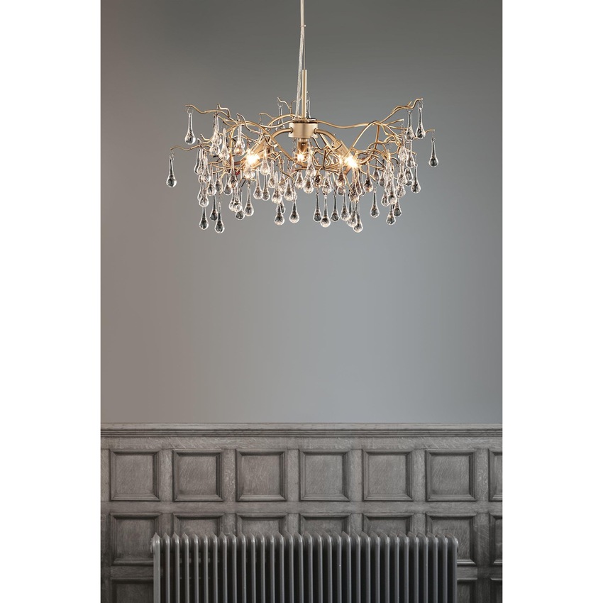 Photograph: Laura Ashley LA3734644-Q Willow Satin Champagne 3 Light Crystal Pendant