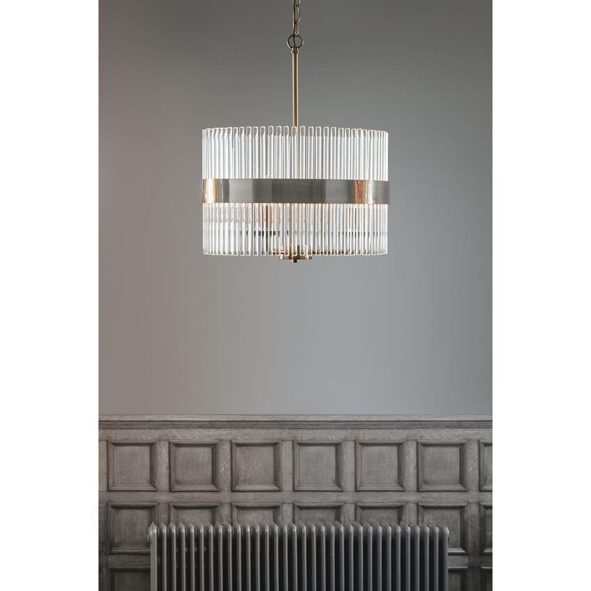 Photograph: Laura Ashley LA3736027-Q Alexa 3 Light Polished Nickel & Glass Pendant