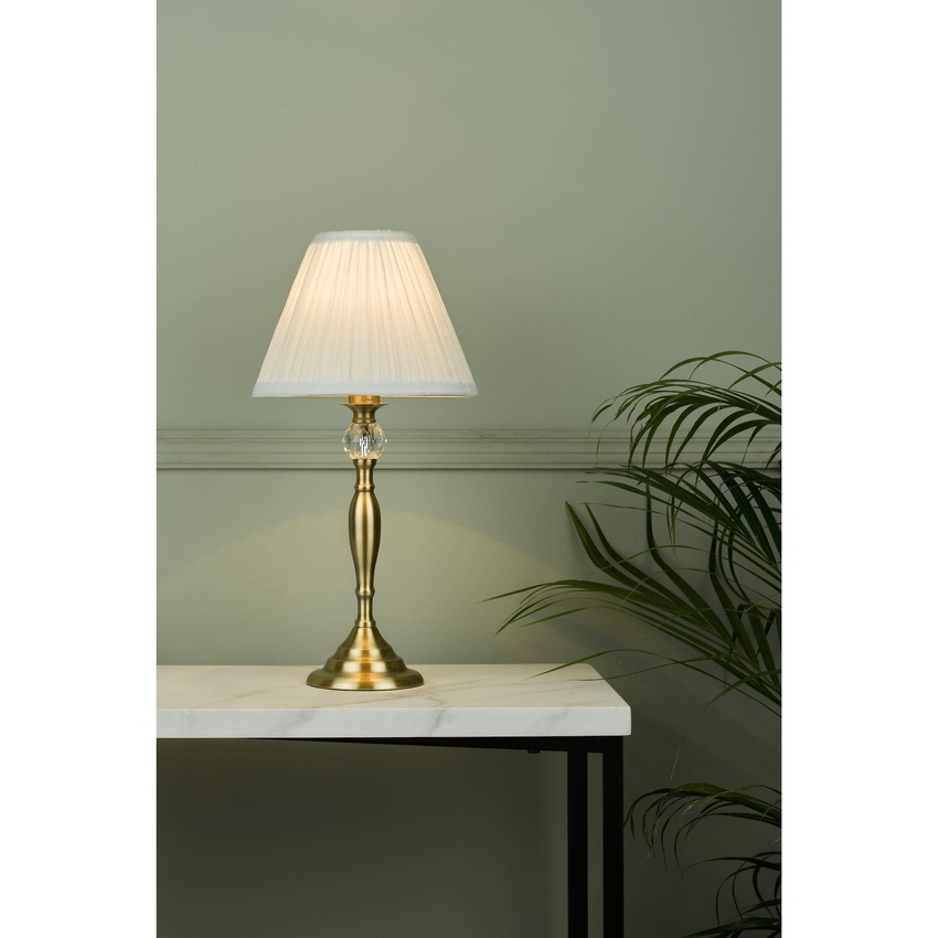 Photograph: Laura Ashley LA3742284-Q Ellis Antique Brass & Crystal Table Lamp Complete With Ivory Cotton Shade