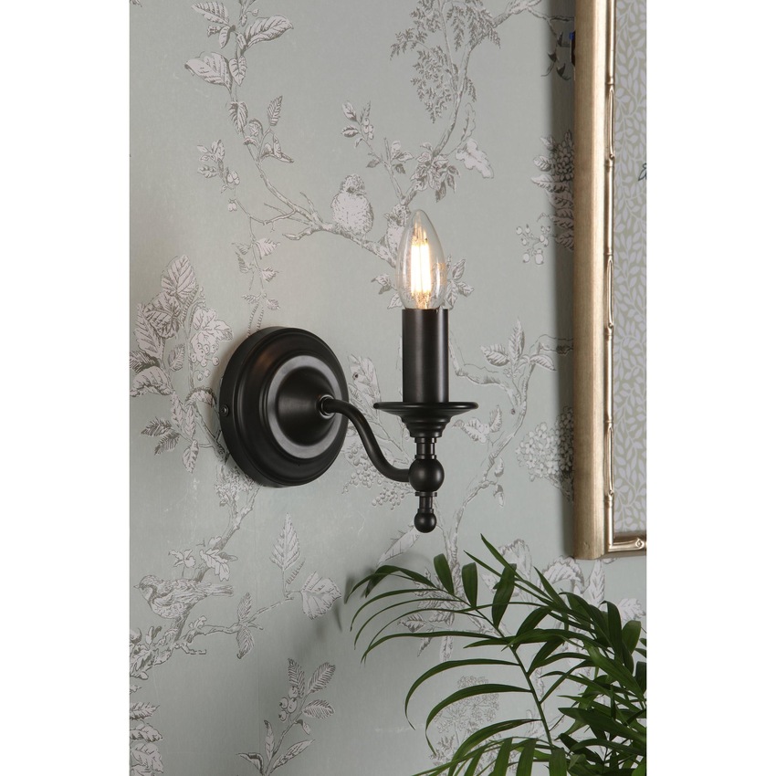 Photograph: Laura Ashley Ludchurch Single Wall Light In Industrial Black - Bracket Only - LA3756243-Q