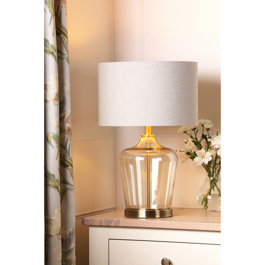 Photograph: Laura Ashley Ockley Table Lamp Antique Brass and Champagne Glass With Shade