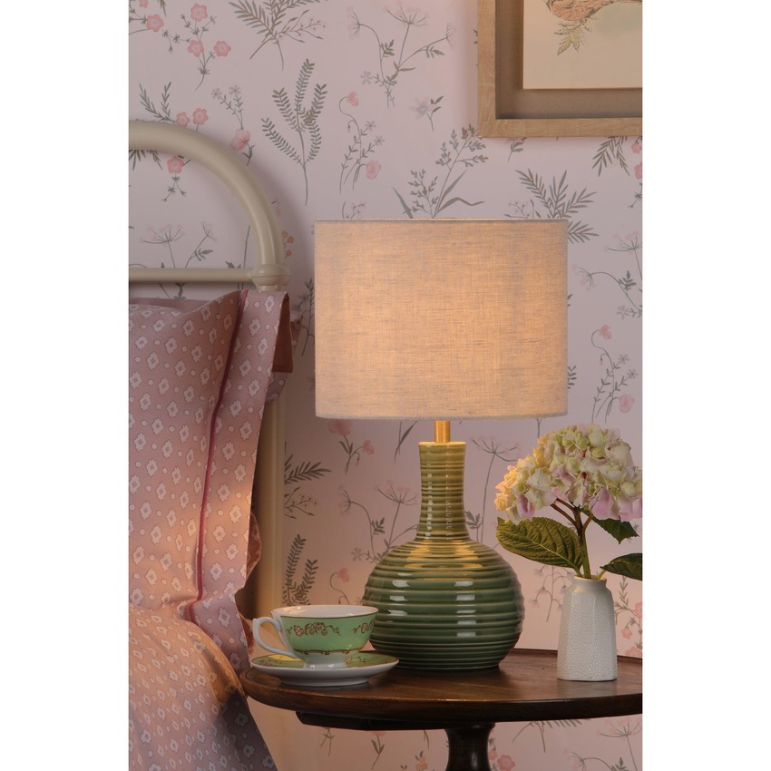 Photograph: Laura Ashley Padley Green Ceramic Table Lamp With Oatmeal Shade - LA3756231-Q