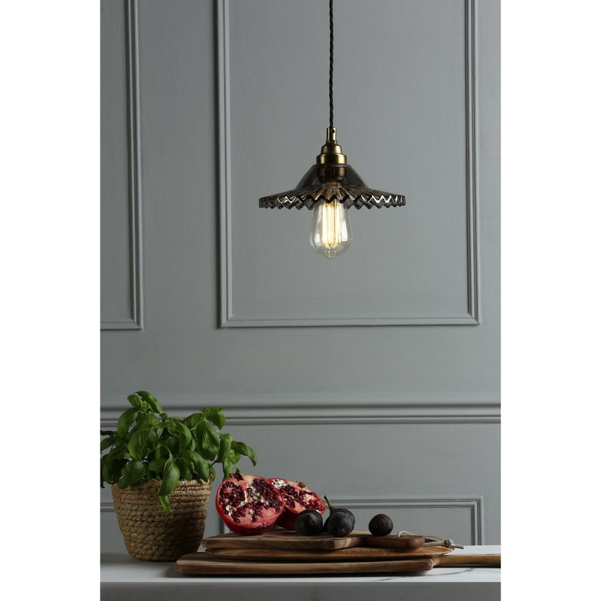 Photograph: Laura Ashley Pippa Aged Brass Single Pendant Complete With Smoked Glass Shade