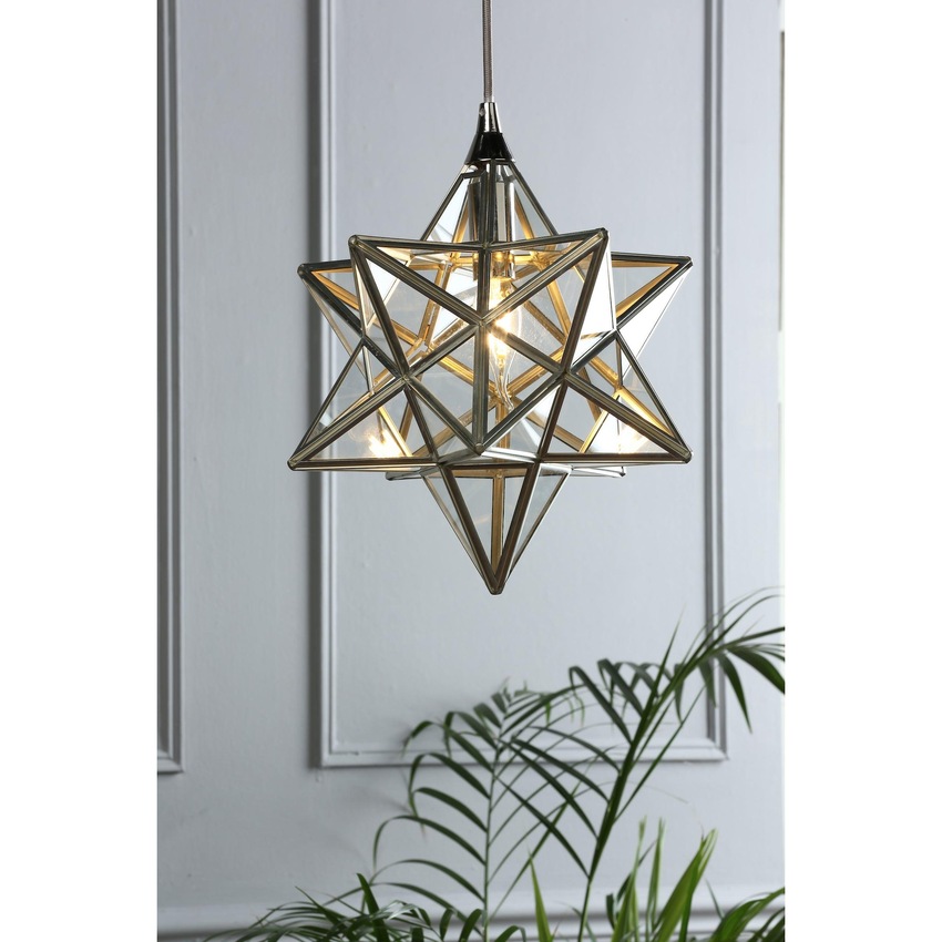 Photograph: Laura Ashley Small Star Pendant In Polished Silver With Clear Glass Panels