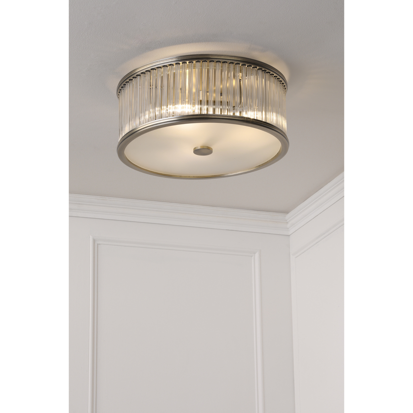 Photograph: Laura Ashley Sutton 2 Light Flush Matt Antique Brass and Ribbed Glass