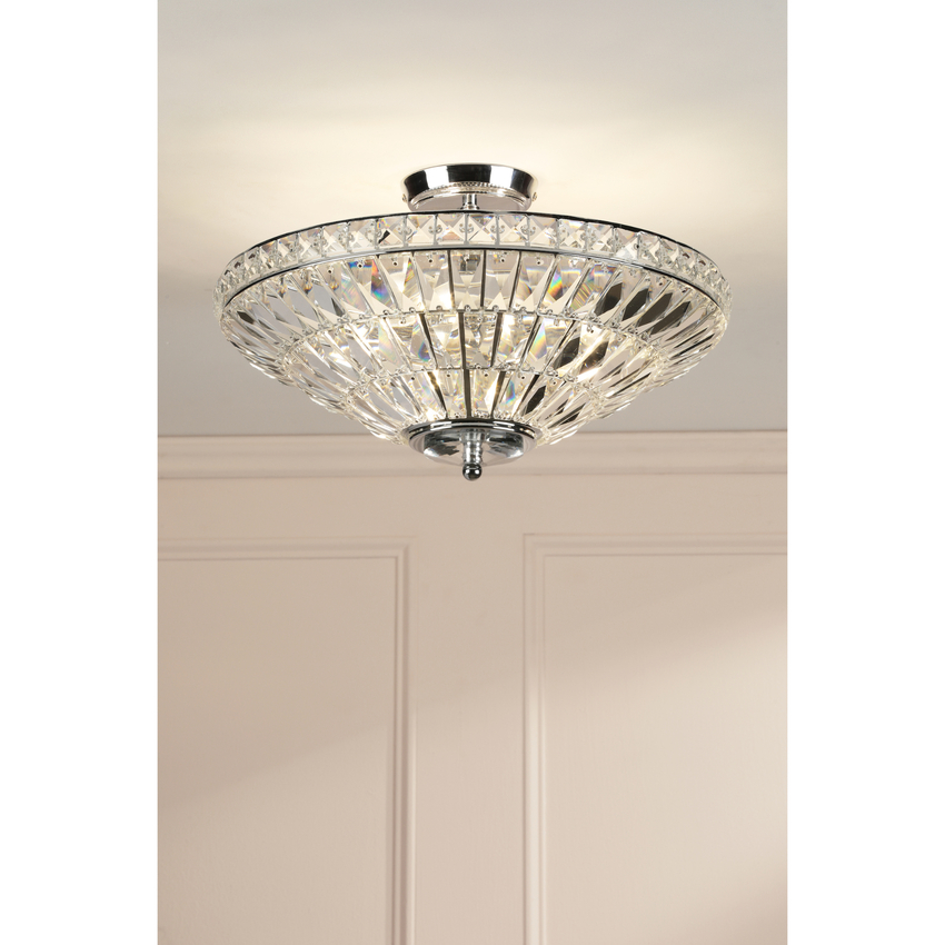 Photograph: Laura Ashley Vienna 3 Light Semi-Flush Polished Chrome and Crystal