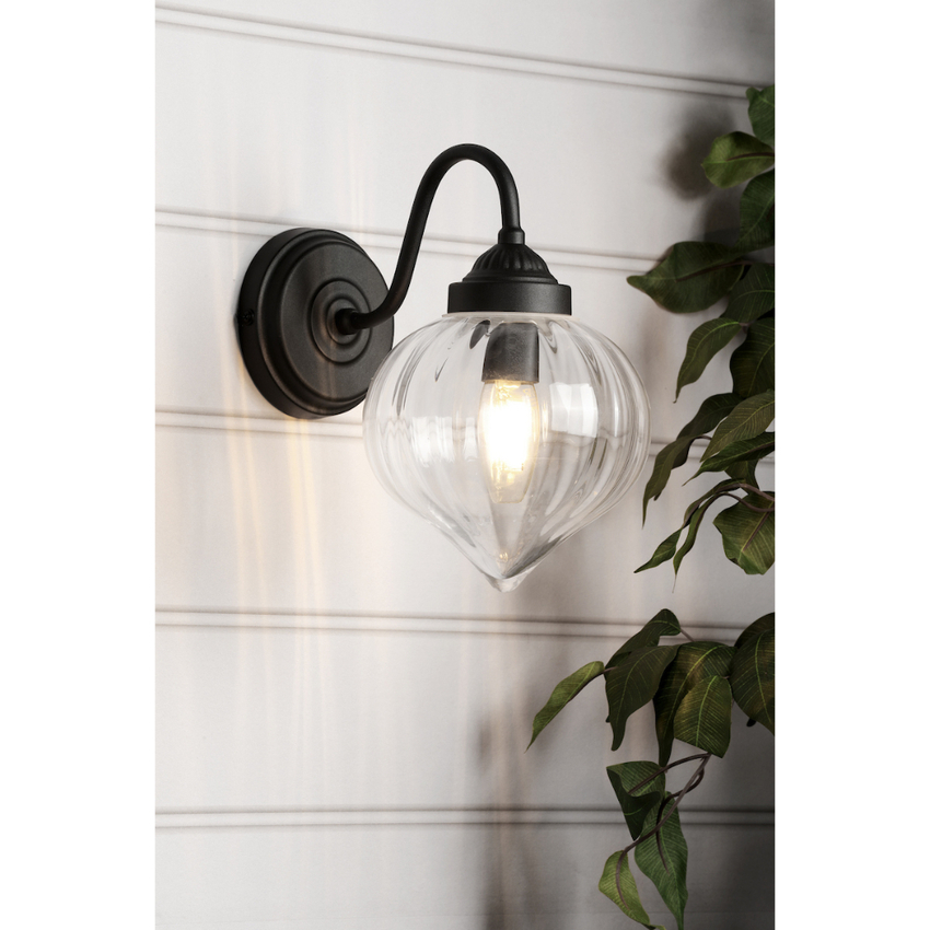 Photograph: Laura Ashley Whitham Matt Black Outdoor Wall Light Complete With Clear Glass - IP44