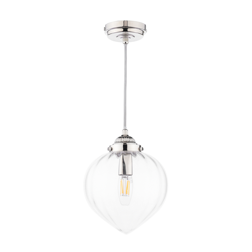 Photograph: Laura Ashley Whitham Pendant Polished Nickel and Ribbed Glass