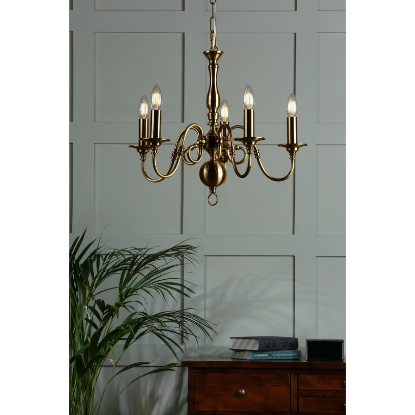 Photograph: Laura Ashley Winchester 5 Light Antique Brass Chandelier - Fitting Only