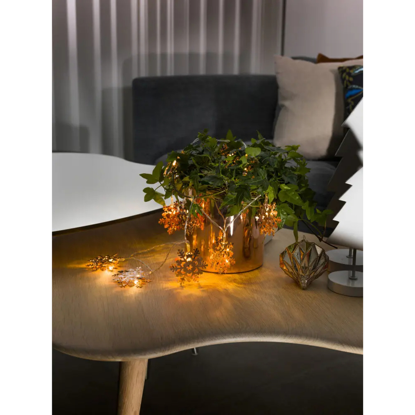 Photograph: Light Set, 10 Copper Snowflakes, 10 Warm White Led, B/O