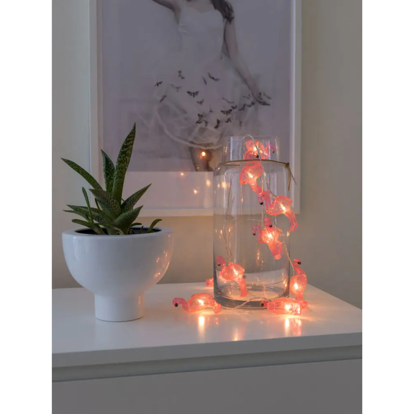 Photograph: Light Set 10 Flamingos with Warm White Led 6H Timer B/O