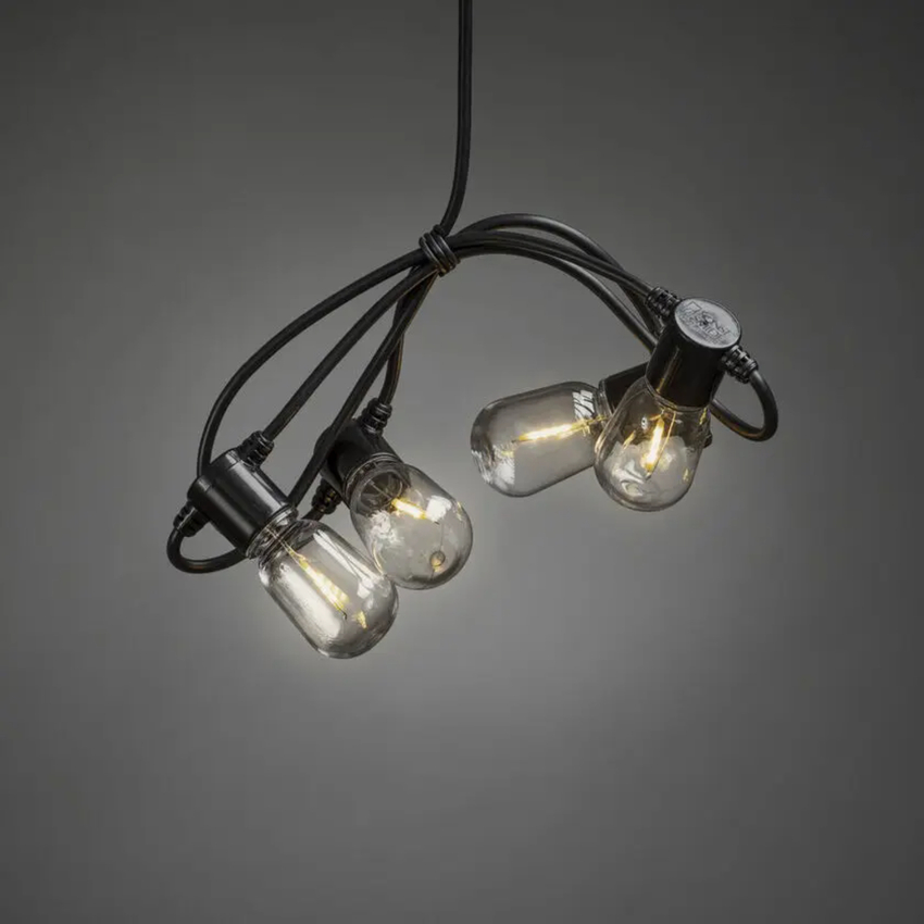 Photograph: Light Set 20 Clear Bulbs, Amber Led, Black Wire, IP20 trafo