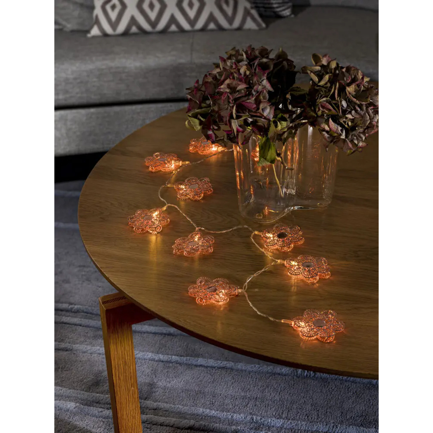 Photograph: Light Set Copper Metal Flowers, 10 Warm White Led, B/O