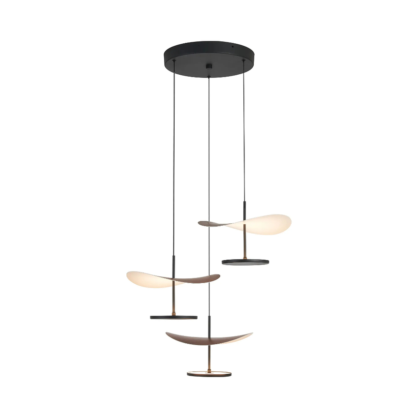 Photograph: Mantra Abisal Black/Dark Wood 3 Light Cluster Pendant: 32W LED: 3000K: Triac Dimmable