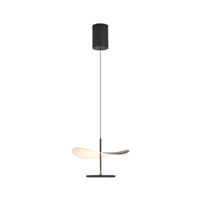 Photograph: Mantra Abisal Black/Dark Wood Single Pendant: 12W LED: 3000K: Triac Dimmable
