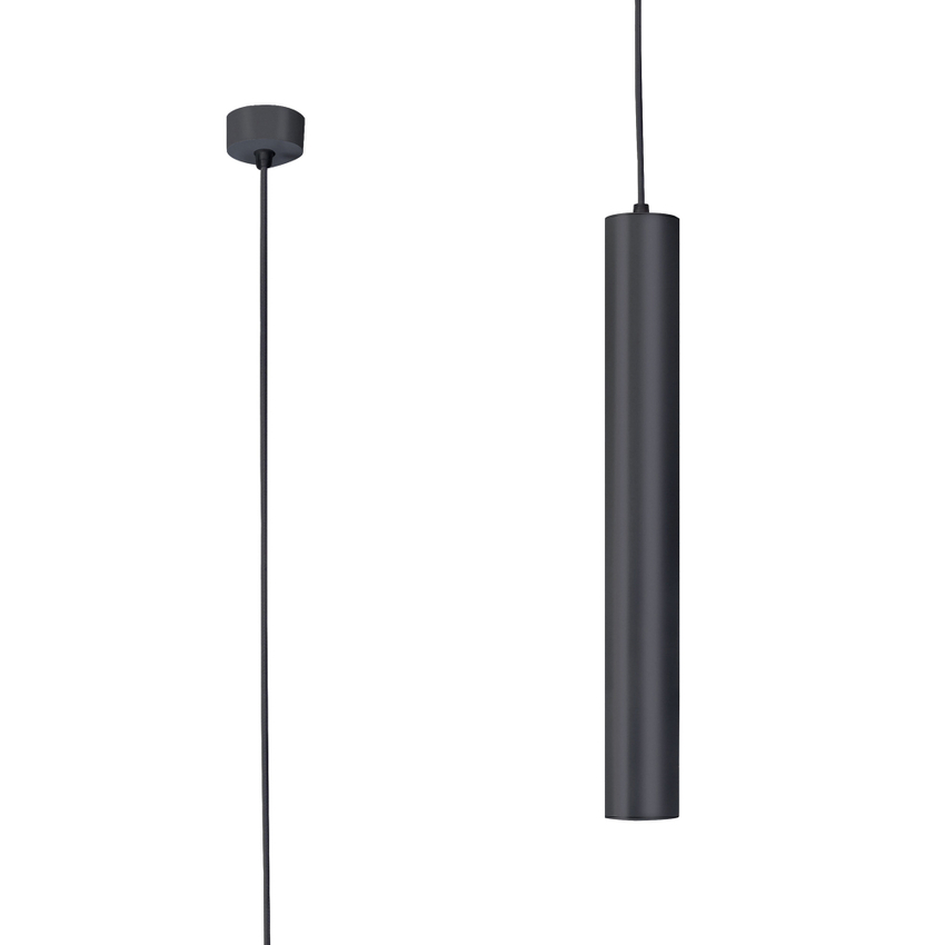 Photograph: Mantra Bolonia 1 Light Single Black Led Tube Pendant Light - 7W - CCT SWITCHABLE 2700K/3200K/4000K