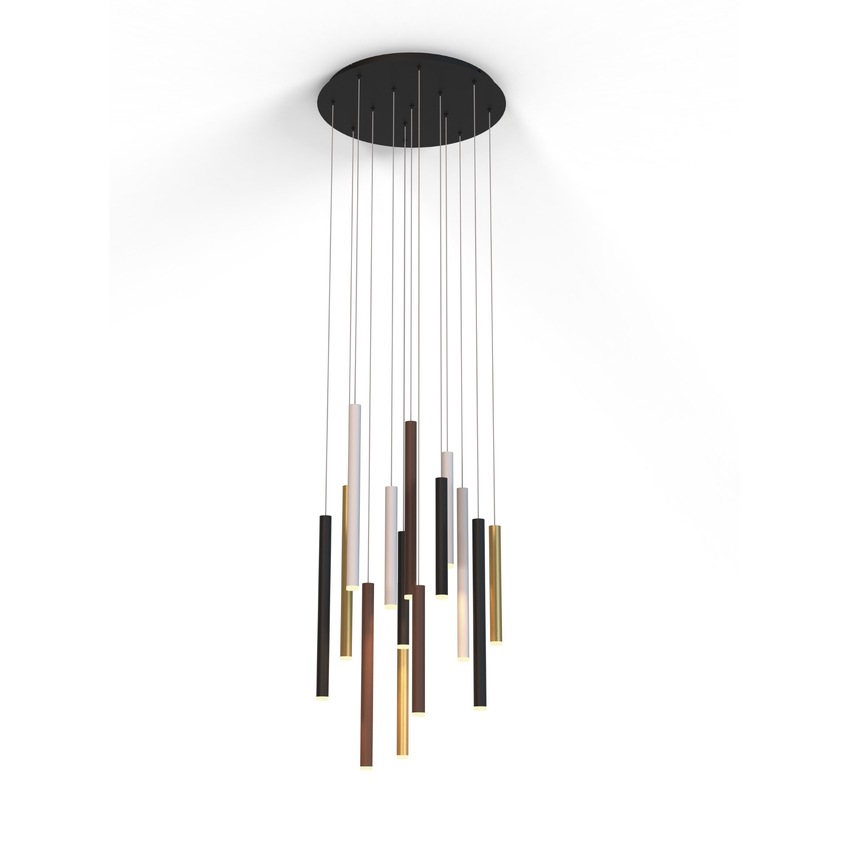 Photograph: Mantra Cala 14 Light LED Round Cluster Pendant Sand White/Sand Black/Gold/Rust Brown