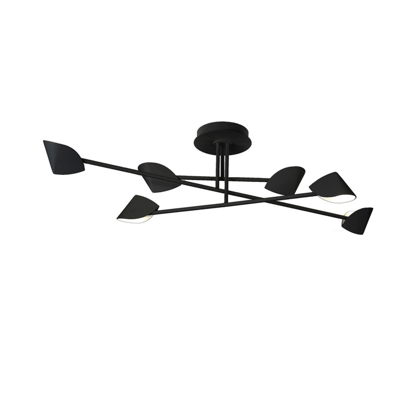 Photograph: Mantra Capuccina Large LED 6 Light Semi-Flush Ceiling Light Black - 3000K