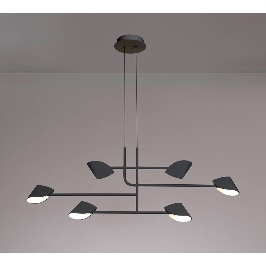 Photograph: Mantra Capuccina LED 6 Light Linear Pendant Black - 3000K