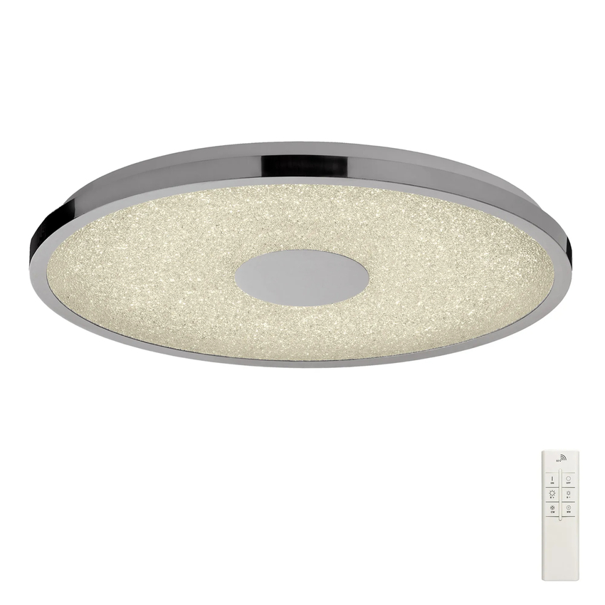Photograph: Mantra Centara Chrome/Acrylic Crystal Flush 48cm Round LED Ceiling Light, 3000K-6500K Tuneable Remote Control - Clearance