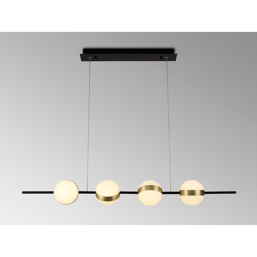 Photograph: Mantra Cuba 4 Light LED Linear Bar Pendant Black & Gold - 3000K