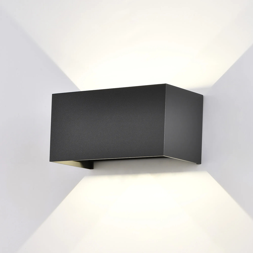 Photograph: Mantra Davos Rectangle Black Adjustable Up And Down Led Exterior Wall Light - 3000K - IP54