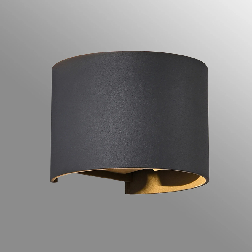 Photograph: Mantra Davos Round Anthracite Adjustable Up And Down Dimmable Led Exterior Wall Light - 2700K - IP54