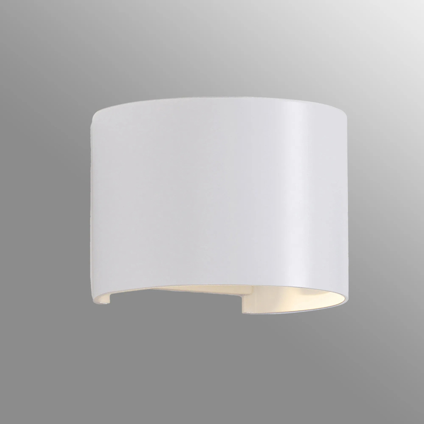 Photograph: Mantra Davos Round White Adjustable Up And Down Dimmable Led Exterior Wall Light - 2700K - IP55