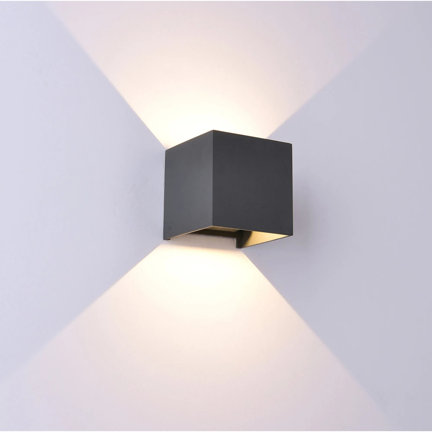 Photograph: Mantra Davos Square Black Adjustable Up And Down Led Exterior Wall Light - 3000K - IP54