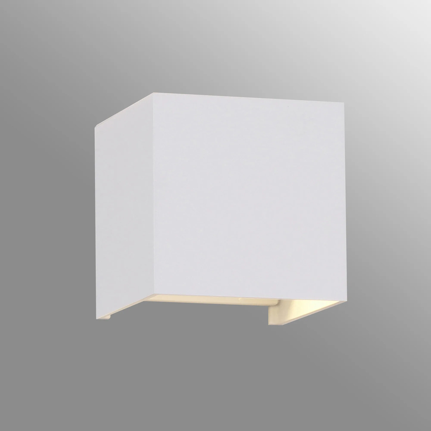 Photograph: Mantra Davos Square White Adjustable Up And Down Dimmable Led Exterior Wall Light - 2700K - IP55