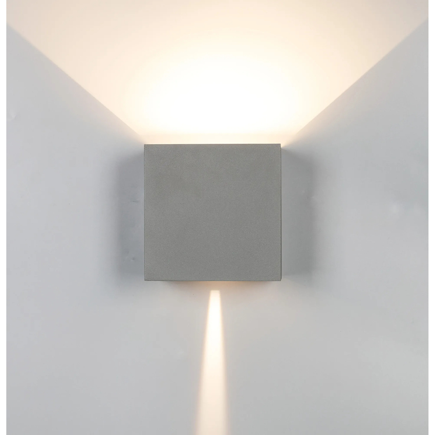 Photograph: Mantra Davos XL Square Anthracite Adjustable Up And Down Dimmable Led Exterior Wall Light - 2700K - IP54