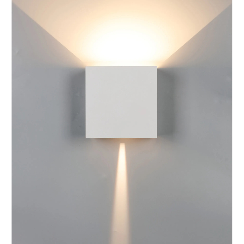 Photograph: Mantra Davos XL Square White Adjustable Up And Down Dimmable Led Exterior Wall Light - 2700K - IP54