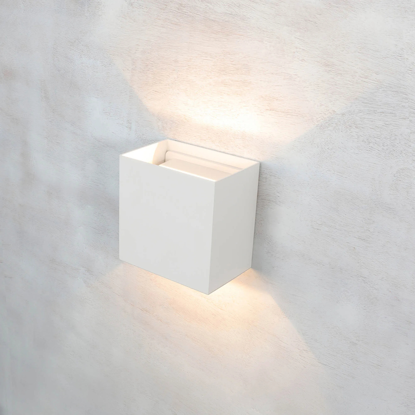 Photograph: Mantra Davos XL Square White Adjustable Up And Down Led Exterior Wall Light - 4000K - IP55