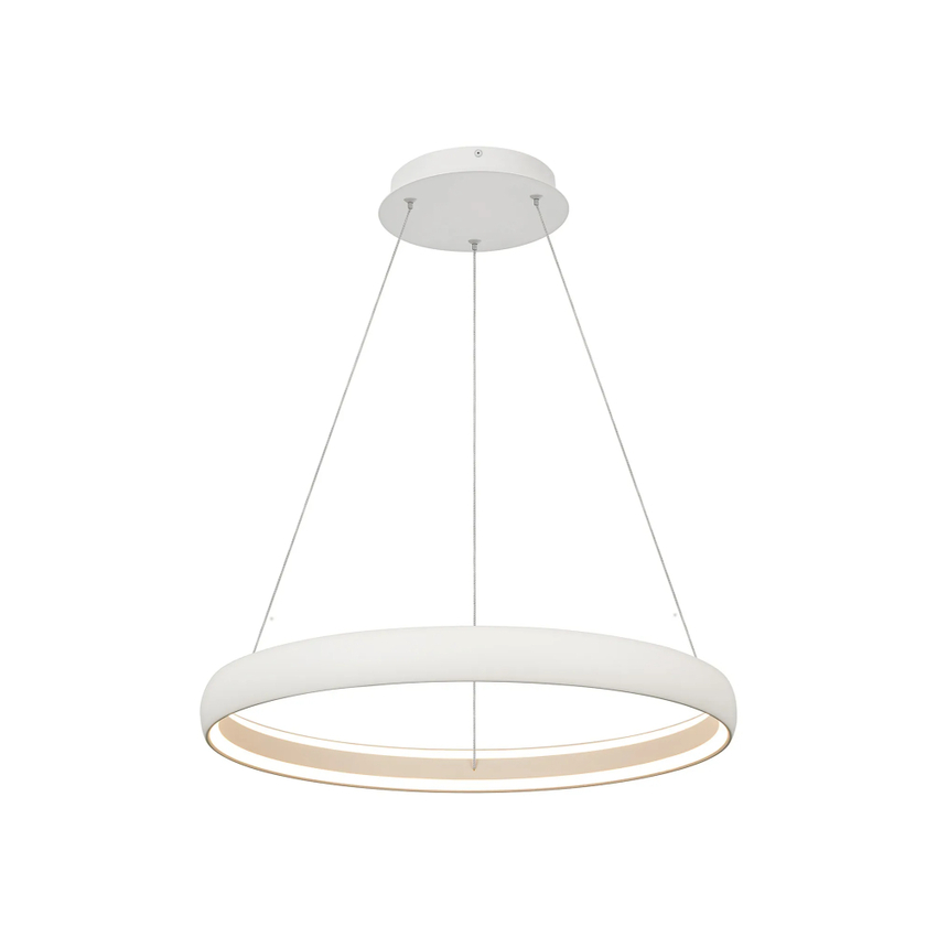 Photograph: Mantra Flats 59cm White 1 Tier Led Ring Pendant Light - Dimmable - 3000K