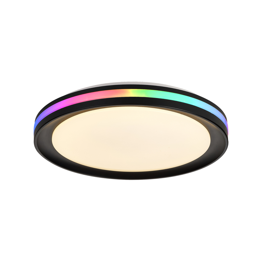 Photograph: Mantra Gamer Led CCT/RGB Adjustable Black Flush Led Ceiling Light Comeplete With Remote - 3000K-65000K/RGB